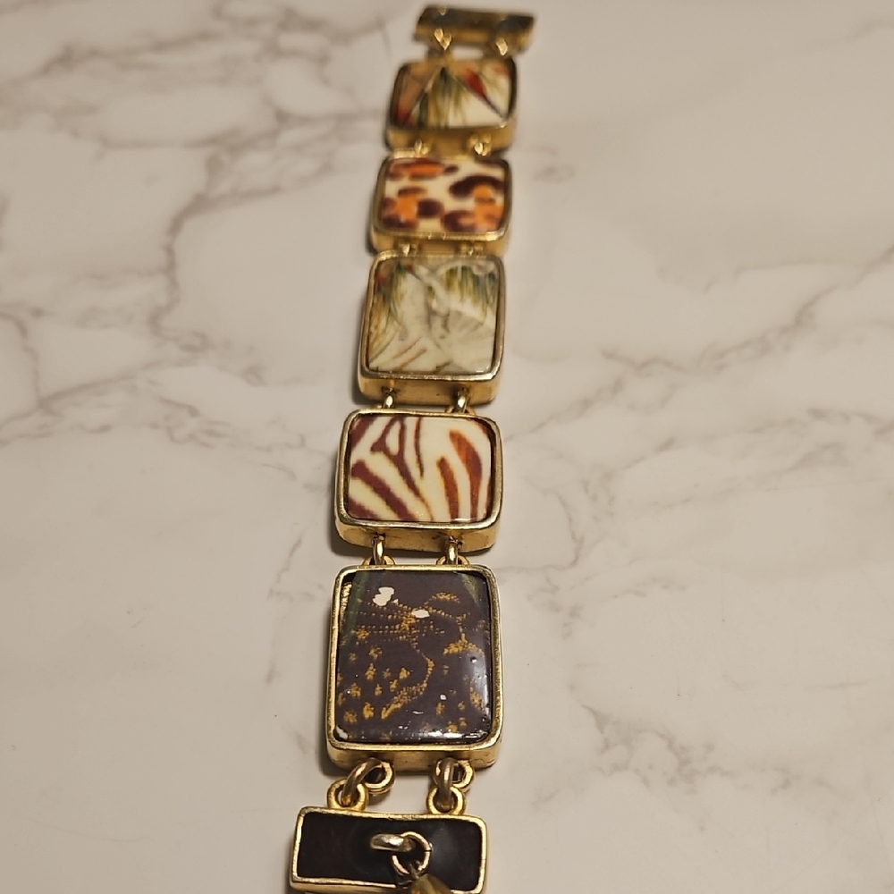 Vintage CHICO's Enamel Panel BRACELET With Magnetic CLASP